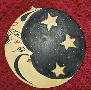 Celestial Wall Art Home Decor Sun Moon & Stars Two Sided Disk